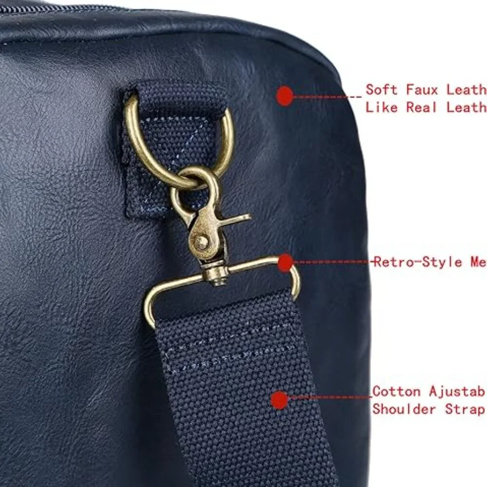 Vegan Leather Duffel Bag Weekend Travel Bag, Sports Duffel bag